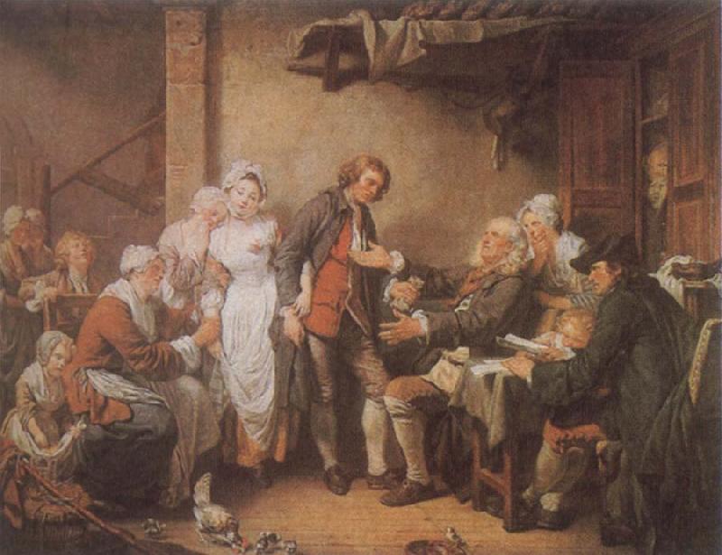 Jean Baptiste Greuze L-Accordee de Village France oil painting art